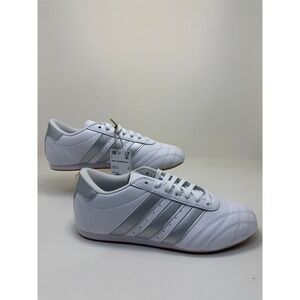 adidas Taekwondo Lace Womens Size 8 White Silver Metallic Leather Shoes JS1192